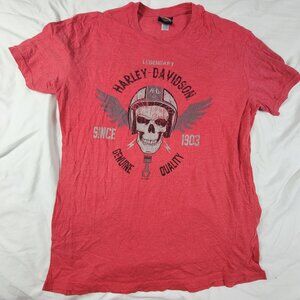 Harley Davidson Legendary Skull Mens Large Graphic Tee Red Shirt Short Sleeve